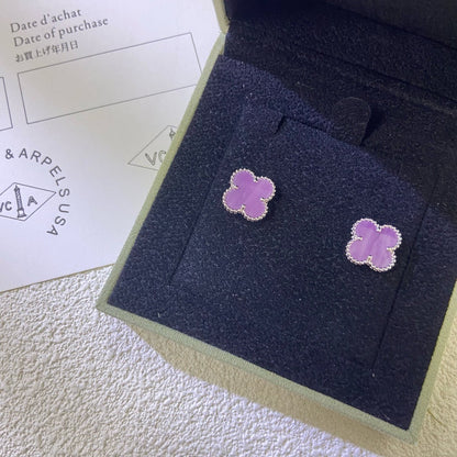 [Sophire Jewelry ]CLOVER MINI 9.5MM  PURPLE VIOLET EARRINGS