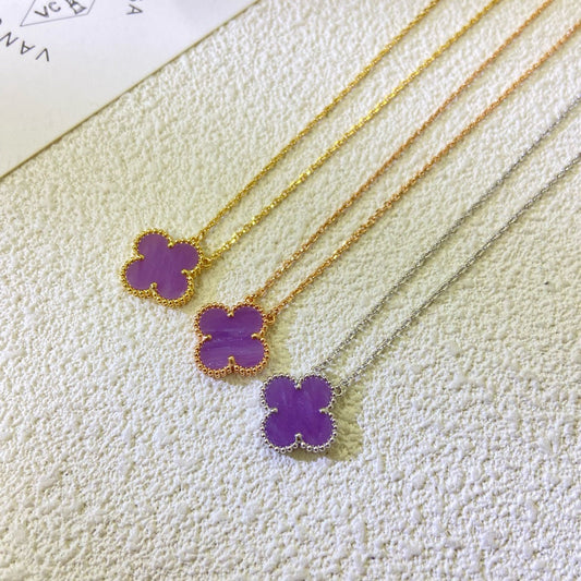 [Sophire Jewelry ]CLOVER 15MM  PURPLE VIOLET NECKLACE