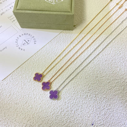 [Sophire Jewelry ]CLOVER 15MM  PURPLE VIOLET NECKLACE