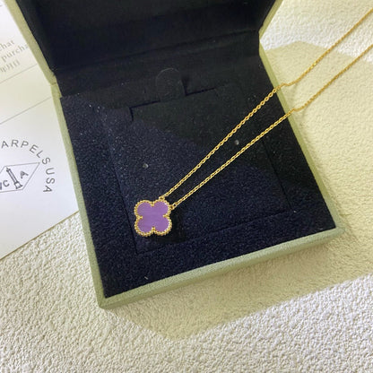 [Sophire Jewelry ]CLOVER 15MM  PURPLE VIOLET NECKLACE