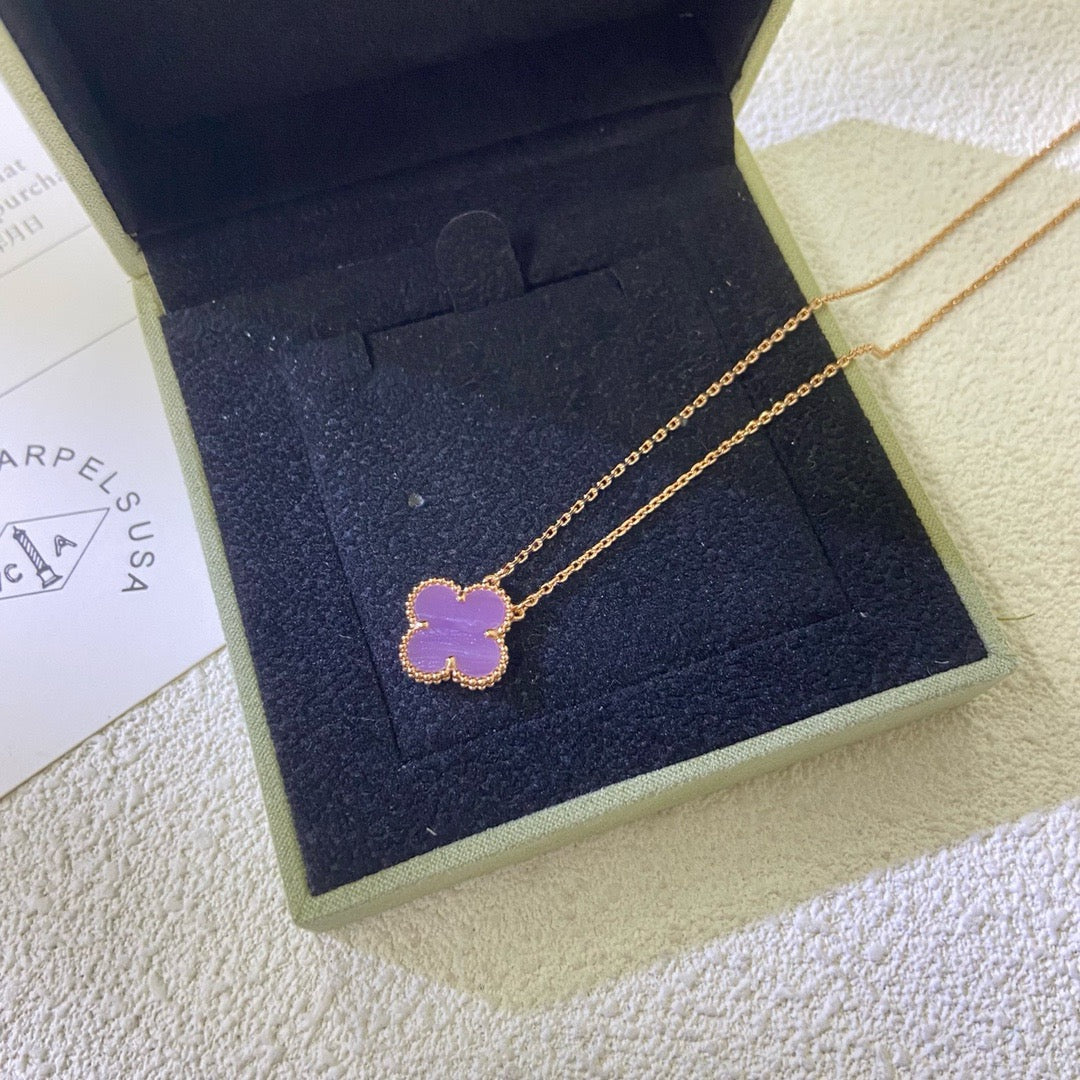 [Sophire Jewelry ]CLOVER 15MM  PURPLE VIOLET NECKLACE
