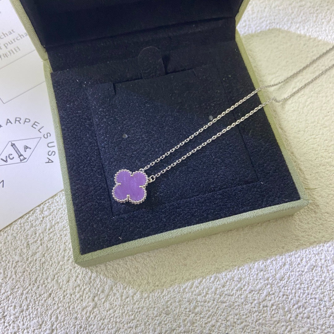 [Sophire Jewelry ]CLOVER 15MM  PURPLE VIOLET NECKLACE