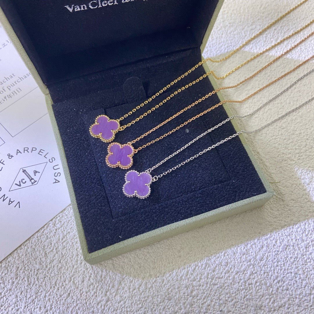 [Sophire Jewelry ]CLOVER 15MM  PURPLE VIOLET NECKLACE