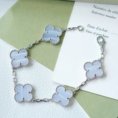 [Sophire Jewelry ] CLOVER 5 MOTIF PURPLE CHALCEDONY BRACELET COLLECTION