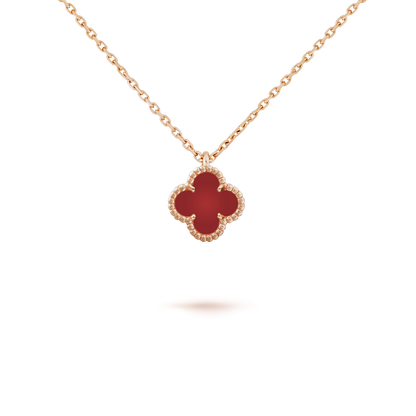 [Sophire Jewelry ]CLOVER MINI 9.5MM WHITE CARNELIANS NECKLACE