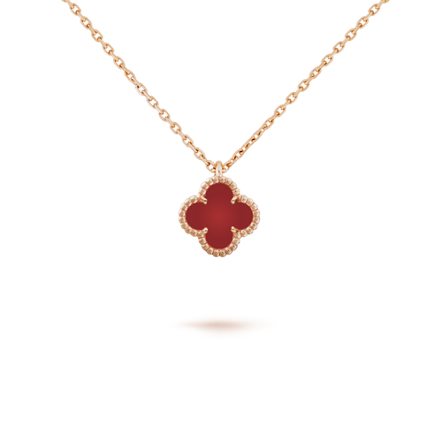 [Sophire Jewelry ]CLOVER MINI 9.5MM WHITE CARNELIANS NECKLACE