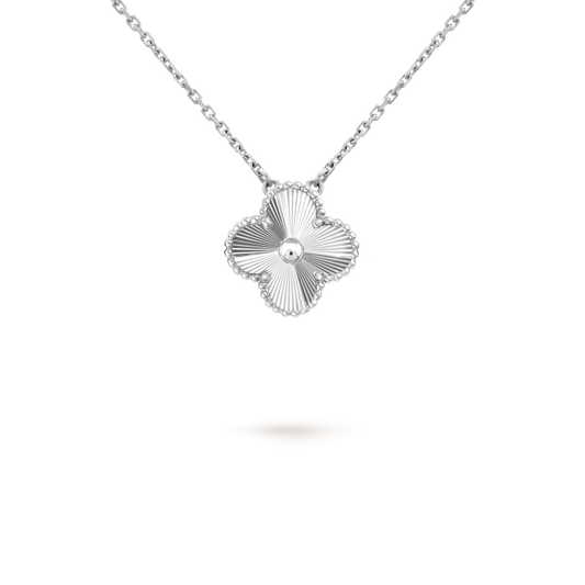 [Sophire]15MM CLOVER FLOWER PENDANT NECKLACE WHITE GOLD COLLECTION