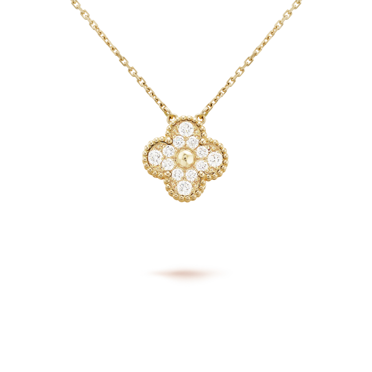 [Sophire Jewelry ]CLOVER 15MM DIAMOND SINGLE FLOWER NECKLACE