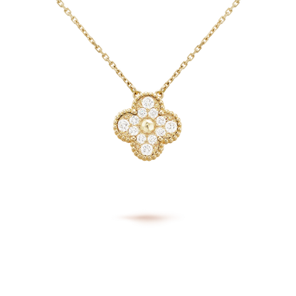 [Sophire Jewelry ]CLOVER 15MM DIAMOND SINGLE FLOWER NECKLACE