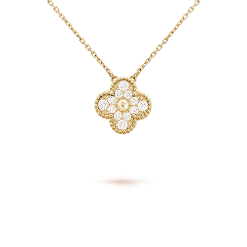 [Sophire Jewelry ]CLOVER 15MM DIAMOND SINGLE FLOWER NECKLACE