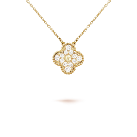 [Sophire Jewelry ]CLOVER 15MM DIAMOND SINGLE FLOWER NECKLACE