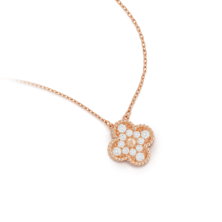[Sophire Jewelry ]CLOVER 15MM DIAMOND SINGLE FLOWER NECKLACE