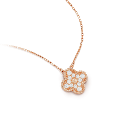 [Sophire Jewelry ]CLOVER 15MM DIAMOND SINGLE FLOWER NECKLACE