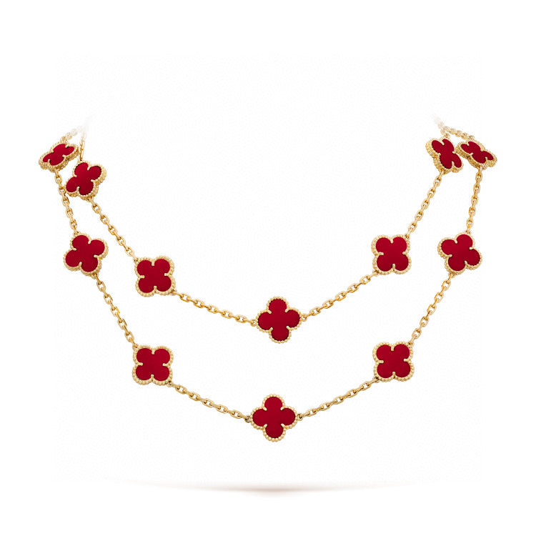 [Sophire Jewelry ]CLOVER 20 MOTIFS CARNELIAN NECKLACE