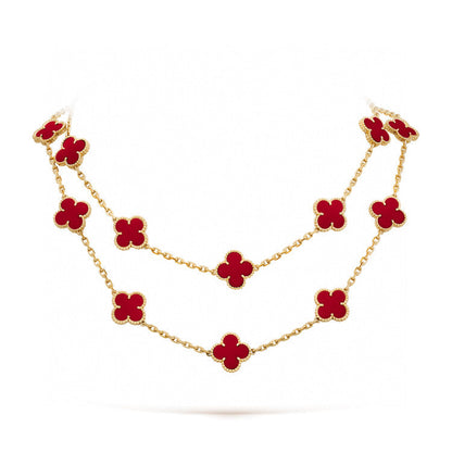 [Sophire Jewelry ]CLOVER 20 MOTIFS CARNELIAN NECKLACE