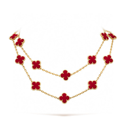 [Sophire Jewelry ]CLOVER 20 MOTIFS CARNELIAN NECKLACE