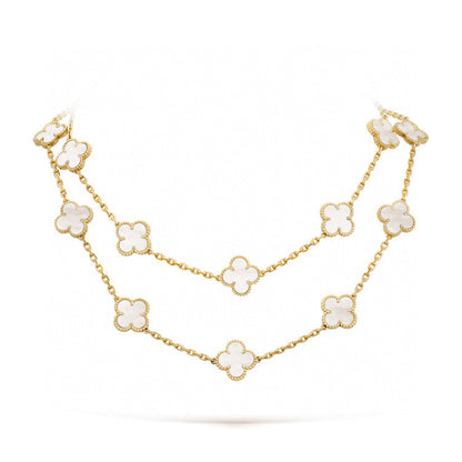 [Sophire Jewelry ]CLOVER 20 MOTIFS WHITE MOP NECKLACE
