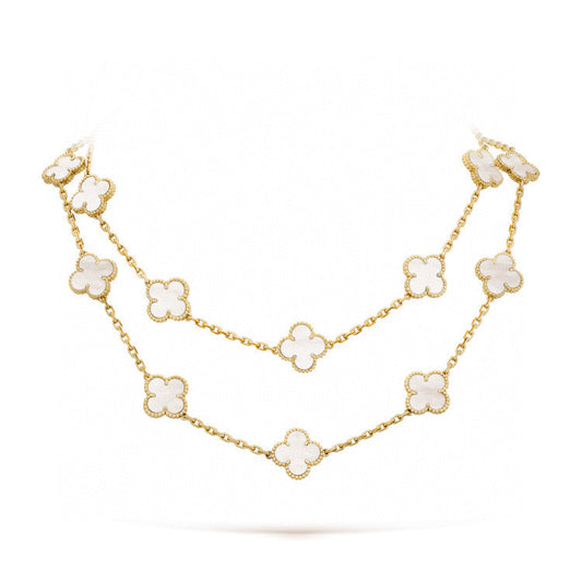 [Sophire Jewelry ]CLOVER 20 MOTIFS WHITE MOP NECKLACE