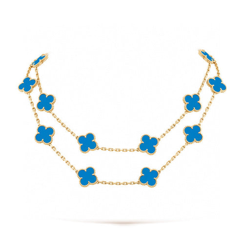 [Sophire Jewelry ]CLOVER 20 MOTIFS BLUE AGATE GOLD