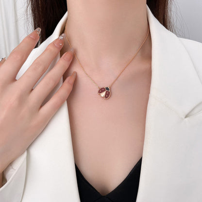[Sophire Jewelry ]LUCKY  CARNELIANS LADYBUG NECKLACE