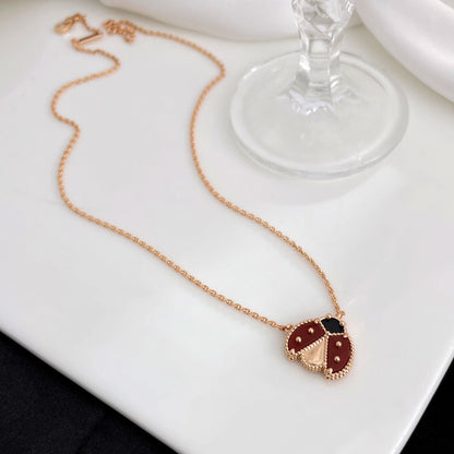 [Sophire Jewelry ]LUCKY  CARNELIANS LADYBUG NECKLACE