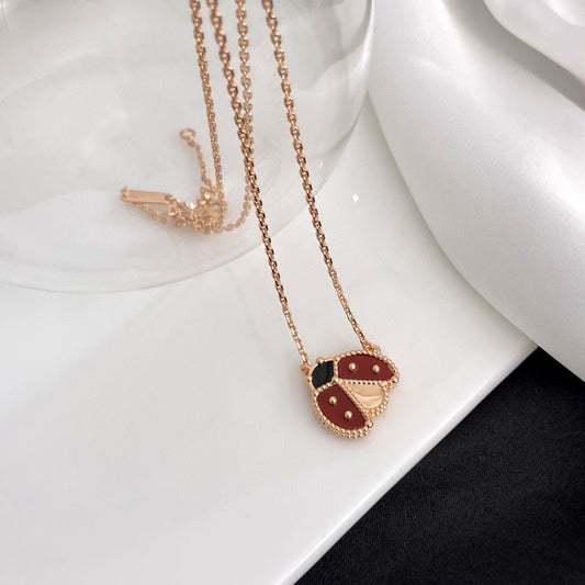 [Sophire]LUCKY CARNELIAN LADYBUG CHARM NECKLACE