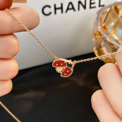 [Sophire Jewelry ]LUCKY  CARNELIANS LADYBUG NECKLACE