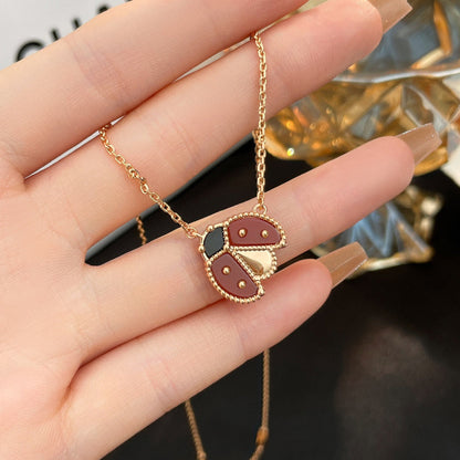 [Sophire Jewelry ]LUCKY  CARNELIANS LADYBUG NECKLACE