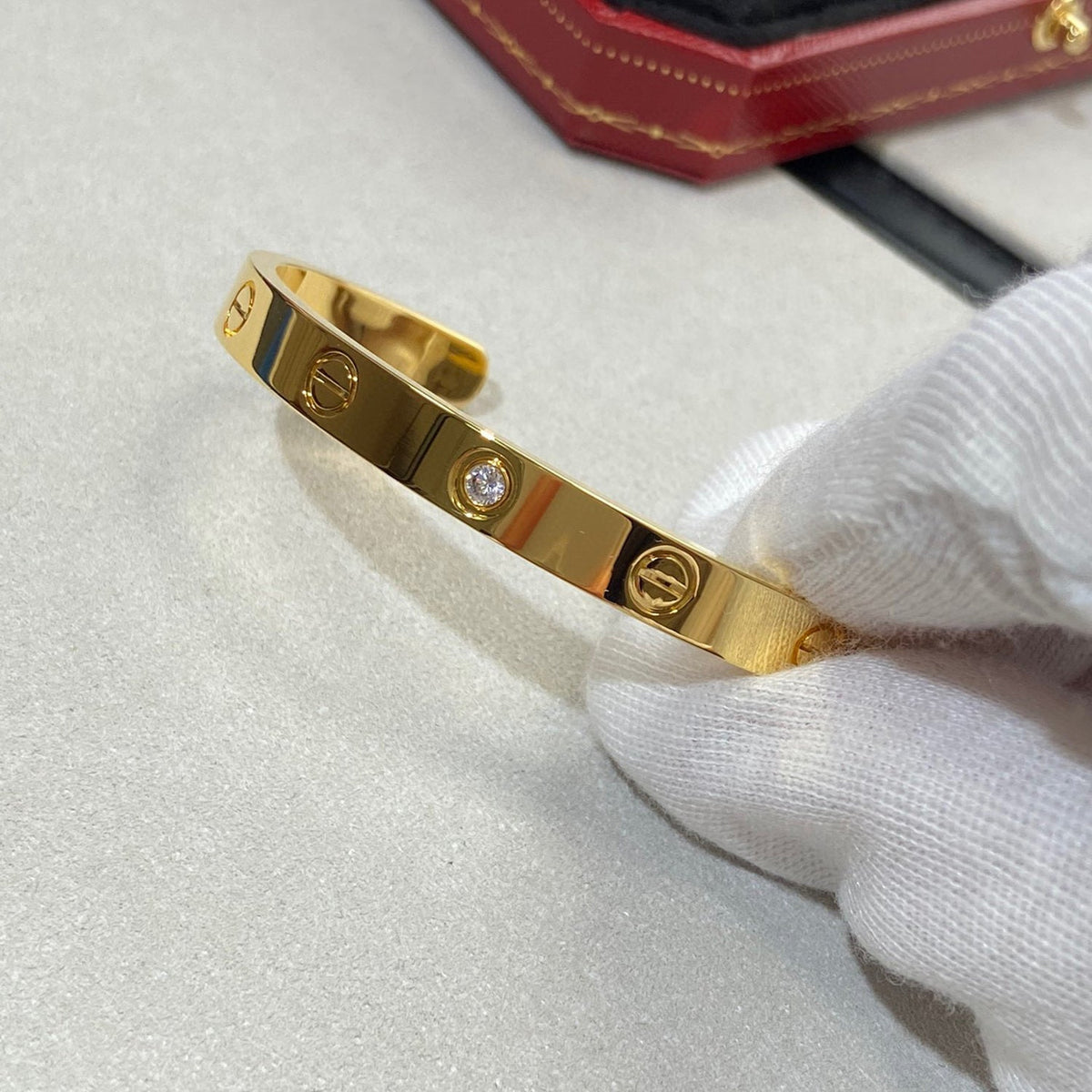 [Sophire Jewelry ]LOVE BRACELET 6.1MM 1 DIAMOND OPEN CUFF