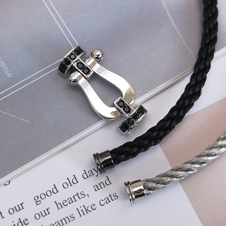 [Sophire Jewelry ]FORCE LARGE HORSESHOE BLACK DIAMOND BRACELET SILVER