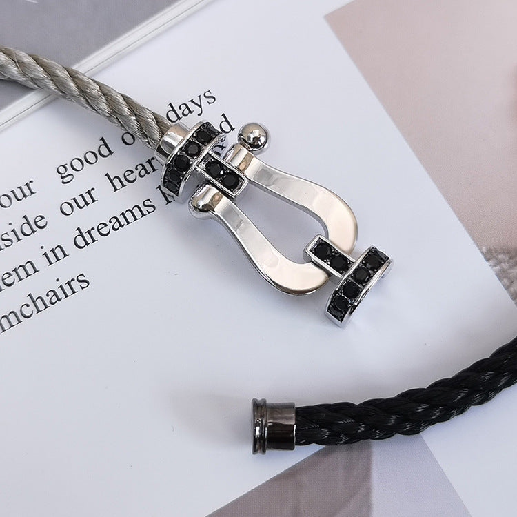 [Sophire Jewelry ]FORCE LARGE HORSESHOE BLACK DIAMOND BRACELET SILVER