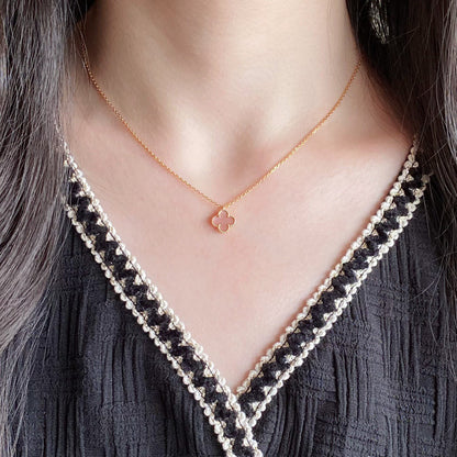 [Sophire Jewelry ]CLOVER 9.5MM PINK MOTHER OF PEARL SINGLE FLOWER NECKLACE
