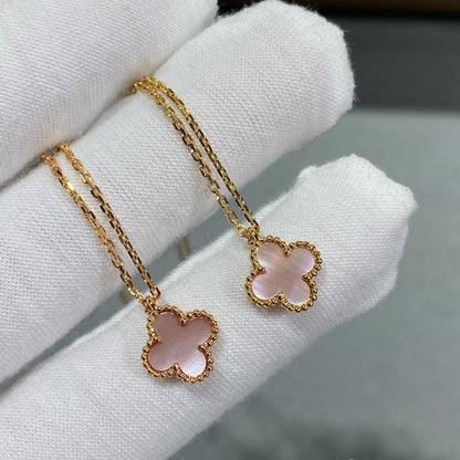 [Sophire Jewelry ]CLOVER 9.5MM PINK MOTHER OF PEARL SINGLE FLOWER NECKLACE