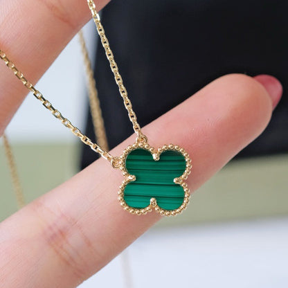 [Sophire Jewelry ]CLOVER 15MM MALACHITE SINGLE FLOWER  NECKLACE