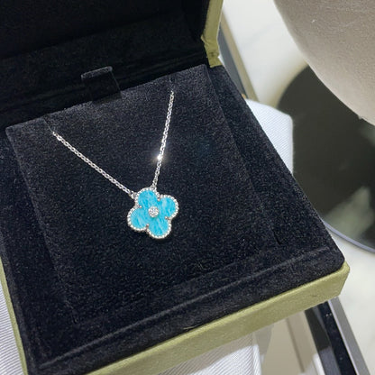 [Sophire Jewelry ]CLOVER 15MM DIAMOND SVRES PORCELAIN  NECKLACE SILVER