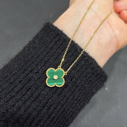 [Sophire Jewelry ]CLOVER 15MM DIAMOND TURQUOISE NECKLACE