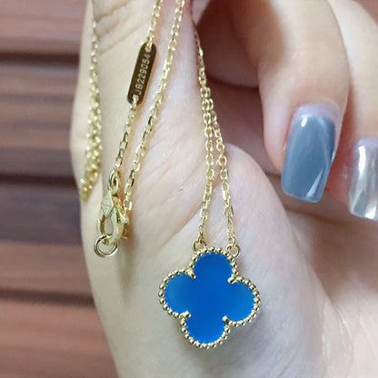 [Sophire Jewelry ]CLOVER 15MM BLUE AGATE NECKLACE