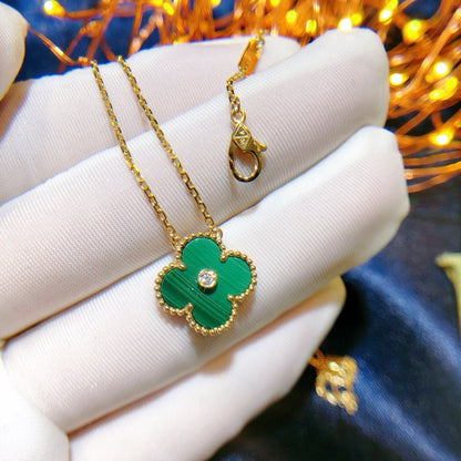 [Sophire Jewelry ]CLOVER 15MM DIAMOND TURQUOISE NECKLACE