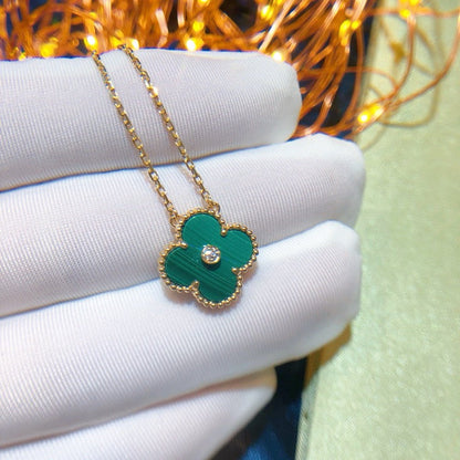 [Sophire Jewelry ]CLOVER 15MM DIAMOND TURQUOISE NECKLACE