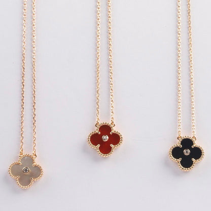 [Sophire Jewelry ]CLOVER 15MM DIAMOND CARNELIAN NECKLACE