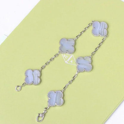 [Sophire Jewelry ] CLOVER 5 MOTIF PURPLE CHALCEDONY BRACELET COLLECTION
