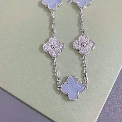 [Sophire Jewelry ] CLOVER 5 MOTIF PURPLE CHALCEDONY BRACELET COLLECTION