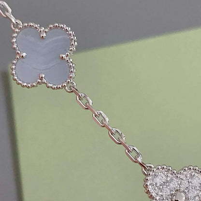 [Sophire Jewelry ] CLOVER 5 MOTIF PURPLE CHALCEDONY BRACELET COLLECTION