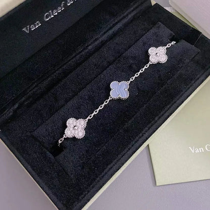 [Sophire Jewelry ] CLOVER 5 MOTIF PURPLE CHALCEDONY BRACELET COLLECTION
