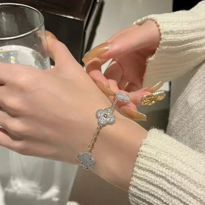 [Sophire Jewelry ] CLOVER 5 MOTIF PURPLE CHALCEDONY BRACELET COLLECTION