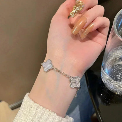 [Sophire Jewelry ] CLOVER 5 MOTIF PURPLE CHALCEDONY BRACELET COLLECTION