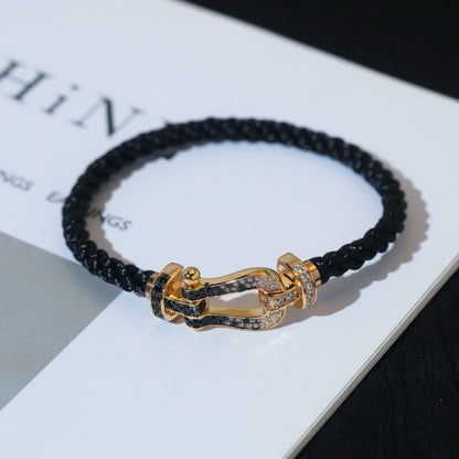[Sophire Jewelry ]FORCE LARGE HORSESHOE BLACK WHITE DIAMOND BRACELET SILVER