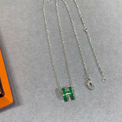 [Sophire Jewelry ]POP H GREEN NECKLACE SILVER AND GOLD