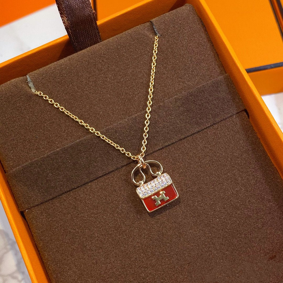 [Sophire Jewelry ]CONSTANCE RED PEDANT PINK GOLD NECKLACE