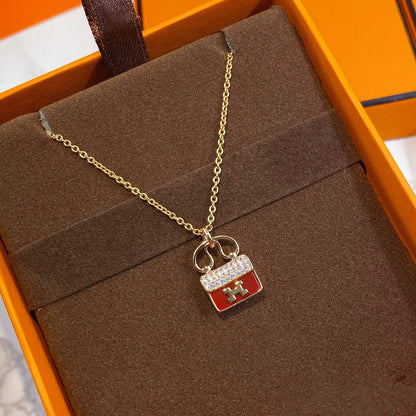 [Sophire Jewelry ]CONSTANCE RED PEDANT PINK GOLD NECKLACE